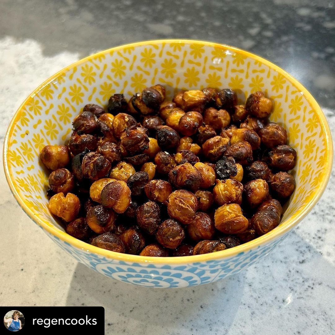 Crispy curry chickpeas are a tasty, simple, budget friendly snack. 